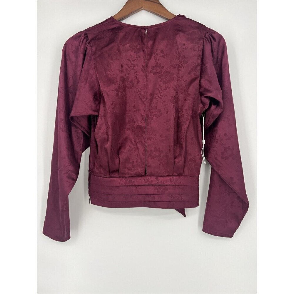 RONNY KOBO Womens Size XS MONET TOP PURPLE FLORAL SATIN OPEN BACK Shirt Blouse - Picture 6 of 14